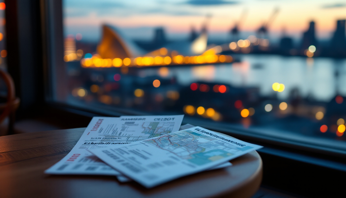 Concert in Hamburg: Konzerttickets vor dem Blick auf die Elbphilharmonie in der Abenddämmerung